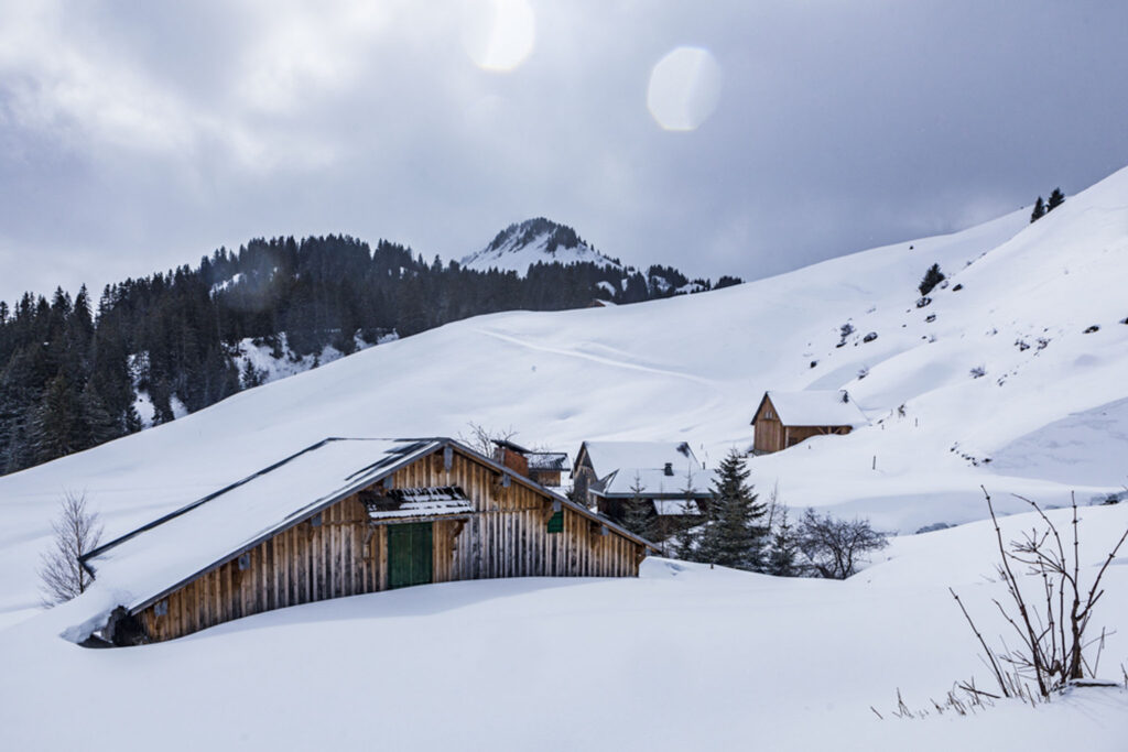 Décoration murale chalet montagne neige hiver Alpes Fine Art